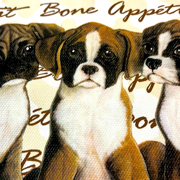 Fiddler's Elbow Kitchen Towel Boxer Puppy Bone Appetit Silk Screen - Picture 9 of 9